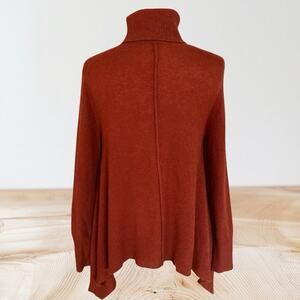 SKULL 360 CASHMERE Sweater XS Rust Turtleneck Handkerchief Hem Cashmere
